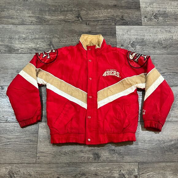 Vintage 90s STARTER Pro Line Red San Francisco 49ers Nylon Jacket Women's Large - Picture 1 of 12